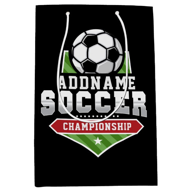 Customize Soccer ADD TEXT Varsity Team Player  Medium Gift Bag (Front)