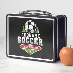 Customize Soccer ADD TEXT Varsity Team Player Metal Lunch Box