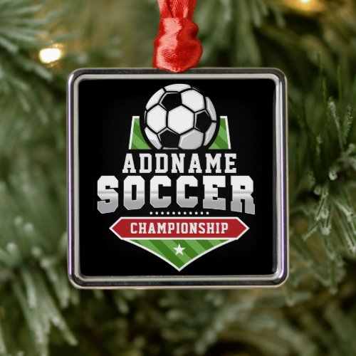 Customize Soccer ADD TEXT Varsity Team Player  Metal Ornament