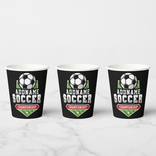 Customize Soccer ADD TEXT Varsity Team Player  Paper Cups
