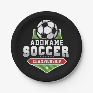 Customize Soccer ADD TEXT Varsity Team Player  Paper Plates