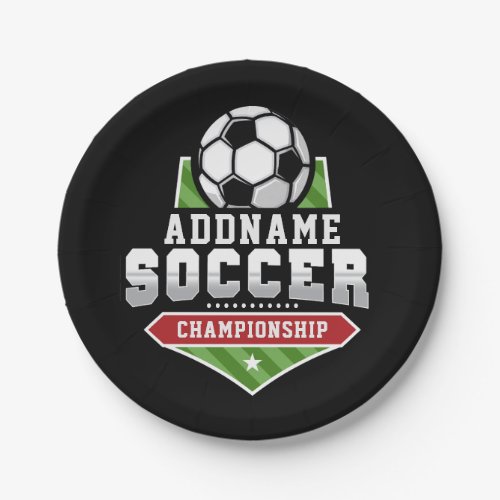 Customize Soccer ADD TEXT Varsity Team Player  Paper Plates