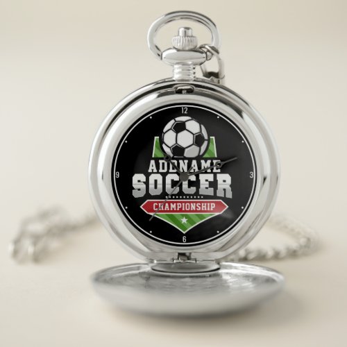Customize Soccer ADD TEXT Varsity Team Player  Pocket Watch