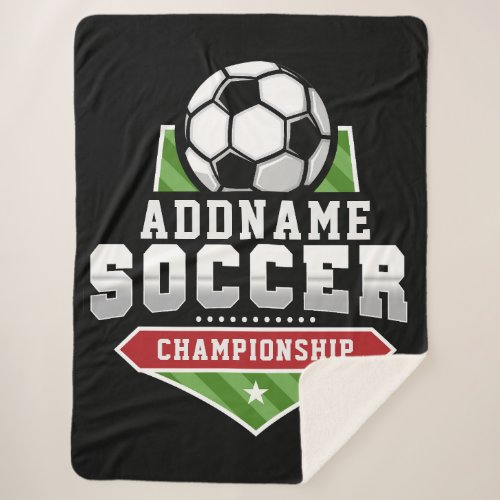 Customize Soccer ADD TEXT Varsity Team Player  Sherpa Blanket