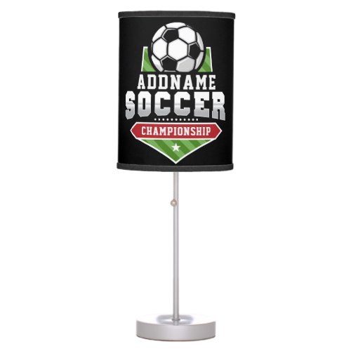 Customize Soccer ADD TEXT Varsity Team Player  Table Lamp