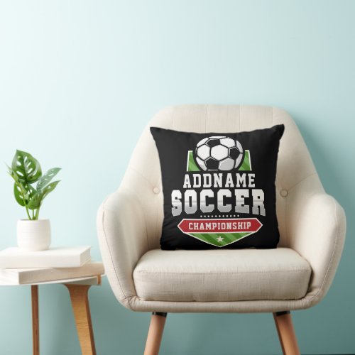 Customize Soccer ADD TEXT Varsity Team Player  Throw Pillow