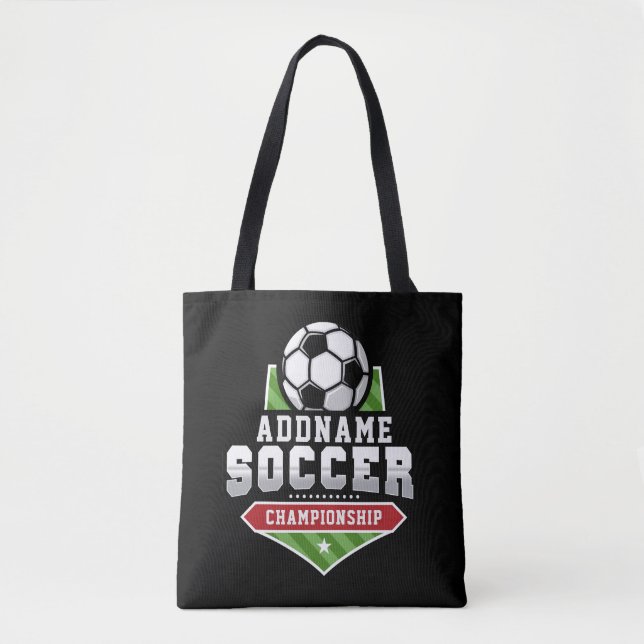 Customize Soccer ADD TEXT Varsity Team Player  Tote Bag (Front)