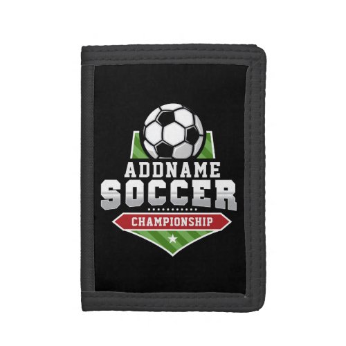 Customize Soccer ADD TEXT Varsity Team Player  Trifold Wallet