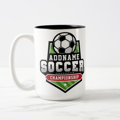 Customize Soccer ADD TEXT Varsity Team Player  Two_Tone Coffee Mug