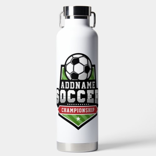 Customize Soccer ADD TEXT Varsity Team Player  Water Bottle