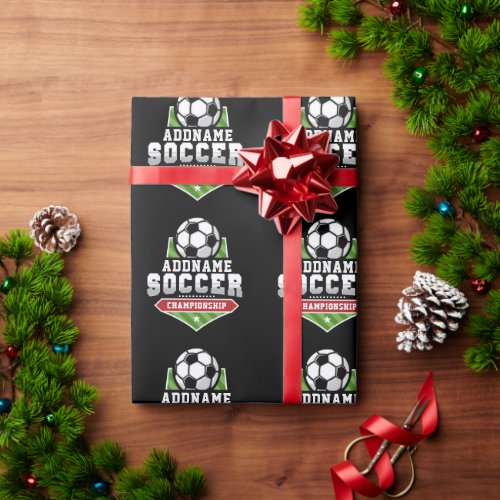 Customize Soccer ADD TEXT Varsity Team Player  Wrapping Paper