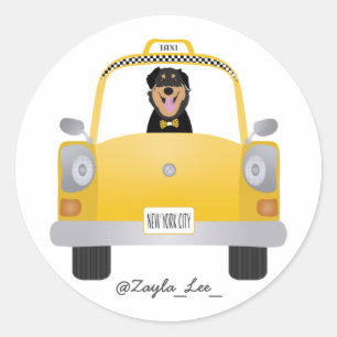 Customize Social Media Handle Dog Pet Classic Round Sticker