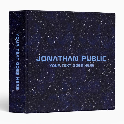 Customize Space Stars Universe Black Template 3 Ring Binder