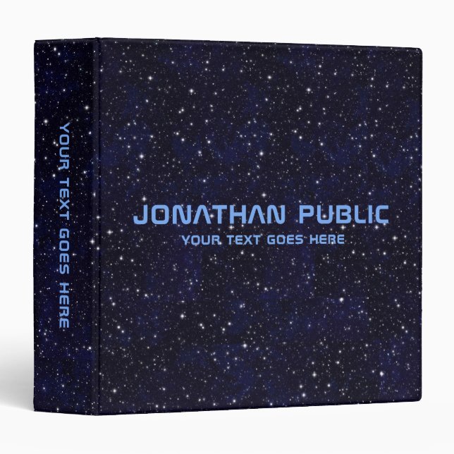 Customize Space Stars Universe Black Template 3 Ring Binder (Front/Spine)