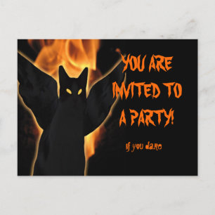 Customize Spooky Cat Halloween Invitation Postcard