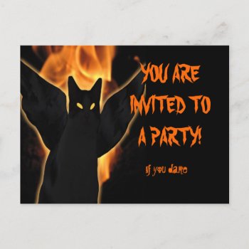 Customize Spooky Cat Halloween Invitation Postcard by PattiJAdkins at Zazzle