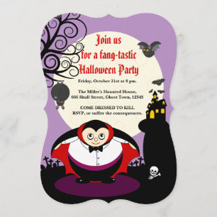 Customize, spooky Halloween cute Dracula vampire: Invitation