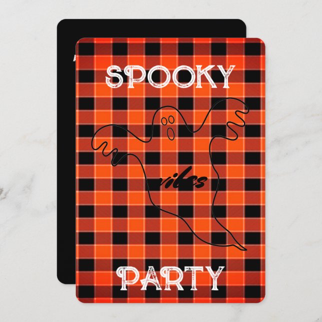 Customize SPOOKY VIBES Ghost Fall Halloween Party Invitation (Front/Back)