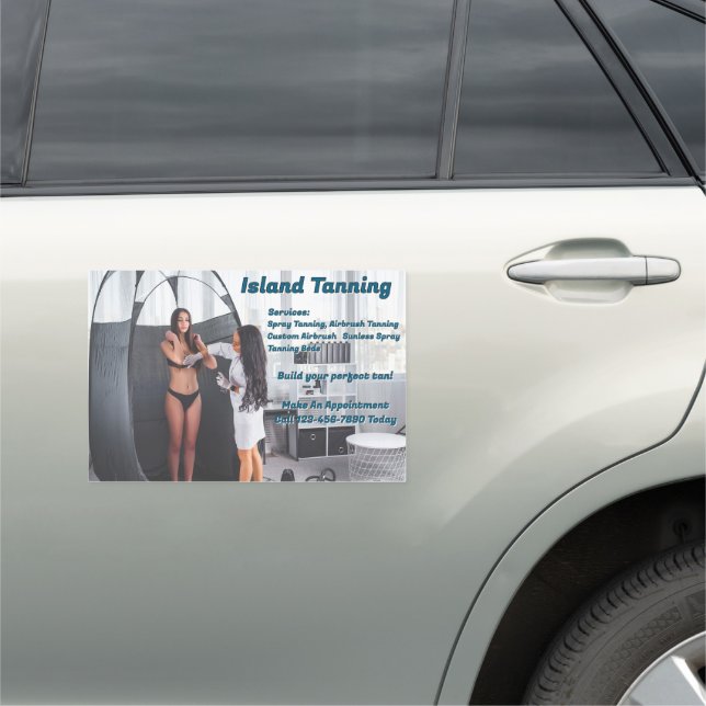 Customize Spray Tanning Booth Business 2 Car Magnet (In Situ)