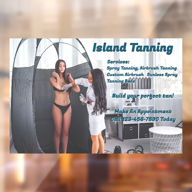 Customize Spray Tanning Booth Business 2 Window Cling (Sheet 2)