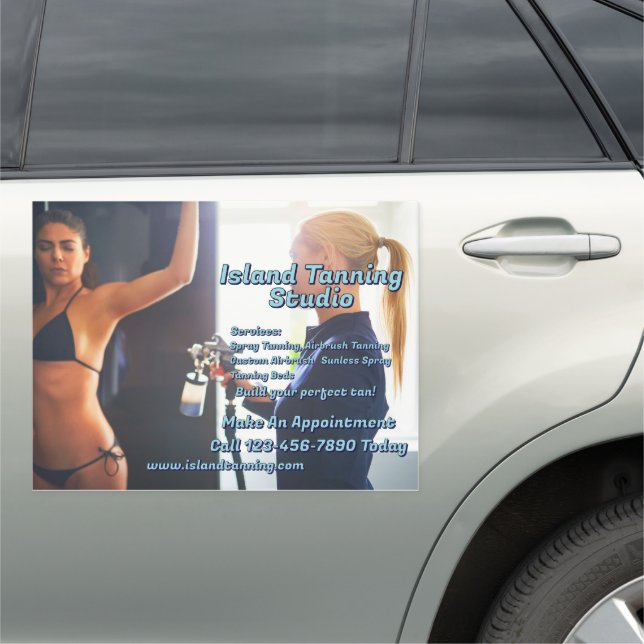 Customize Spray Tanning Booth Business 3 Car Magnet (In Situ)