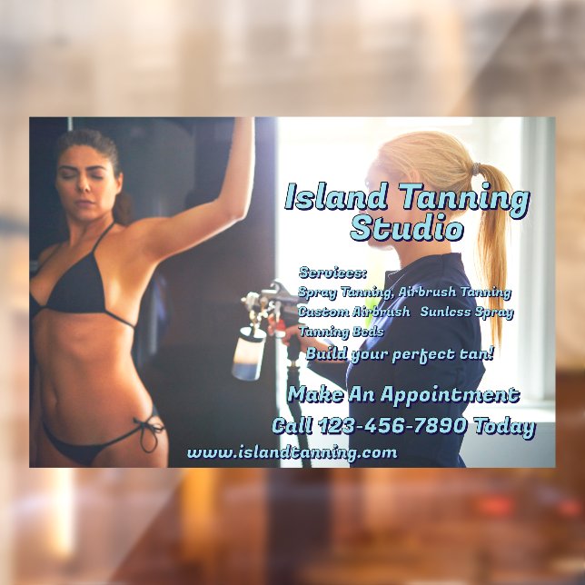 Customize Spray Tanning Booth Business 3 Window Cling (Sheet 2)