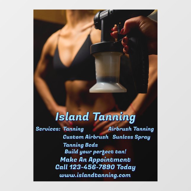 Customize Spray Tanning Booth Business 5 Window Cling (Sheet)