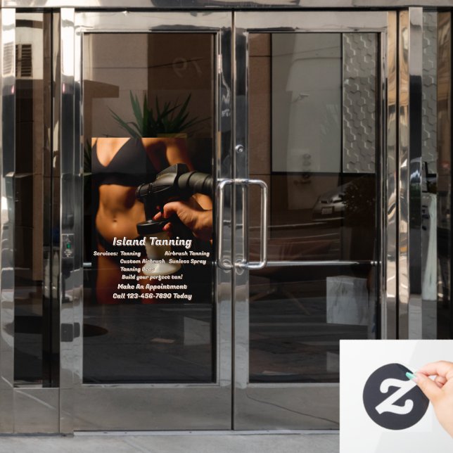 Customize Spray Tanning Booth Business  Window Cling (Office Door)