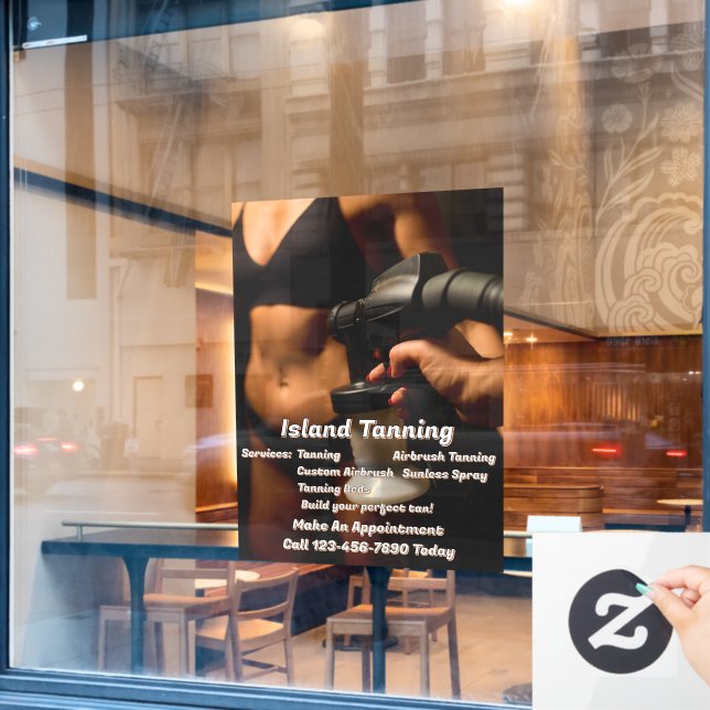 Customize Spray Tanning Booth Business  Window Cling (Cafe Window)