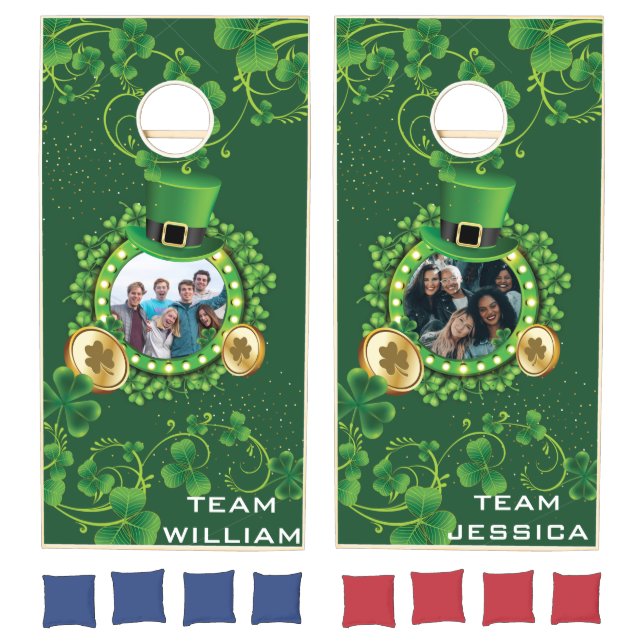 Customize St. Patrick's Day Green Shamrock  Cornhole Set (Set)
