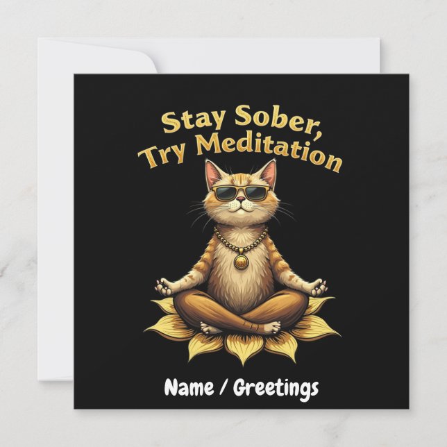 Customize Stay Sober Try Meditation Path to Win Invitation (Front)