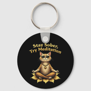 Customize Stay Sober Try Meditation Path to Win Keychain