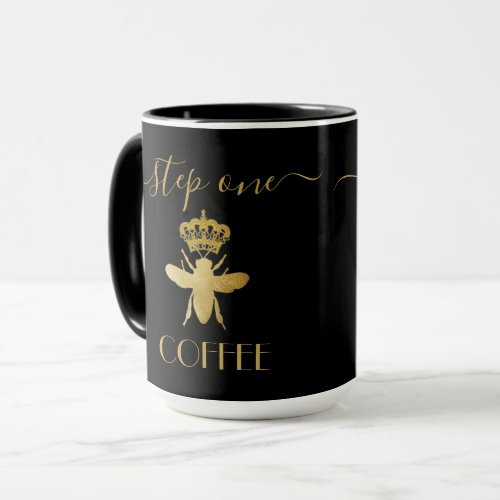 Customize Step One COFFEE Queen Bee Gold Ceramic Mug