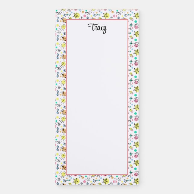 Customize Summer Beach Pattern Magnetic Notepad (Front)