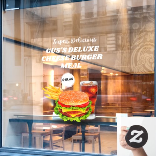 Customize Super Delicious Burger Meal Custom Price Window Cling