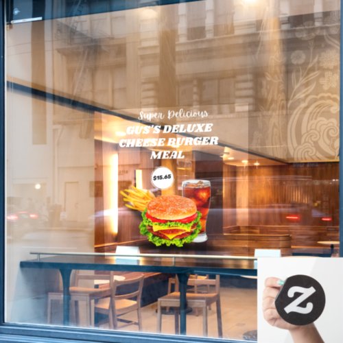 Customize Super Delicious Burger Meal Custom Price Window Cling