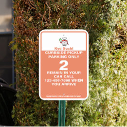 Customize Sushi Restaurant Curbside Pickup Parking Metal Sign