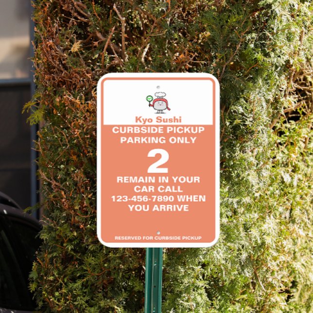 Customize Sushi Restaurant Curbside Pickup Parking Metal Sign (Creator Uploaded)