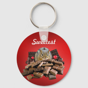 Customize Sweetest Day Chocolate Chipmunk Keychain