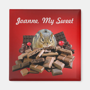 Customize Sweetest Day Chocolate Chipmunk Magnet