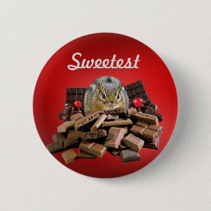 Customize Sweetest Day Chocolate Chipmunk Pinback Button