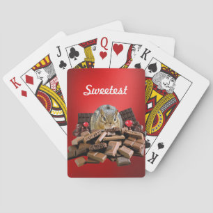 Customize Sweetest Day Chocolate Chipmunk Poker Cards