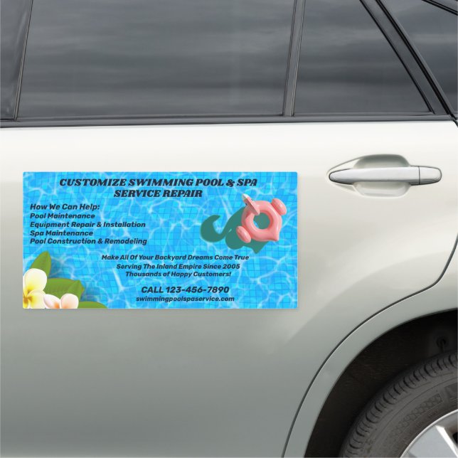 Customize Swimming Pool Spa Maintenance Repair  Car Magnet (In Situ)