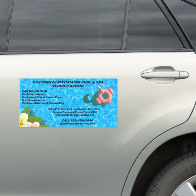 Customize Swimming Pool Spa Maintenance Repair  Car Magnet (In Situ)