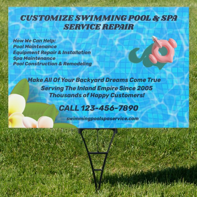 Customize Swimming Pool Spa Maintenance Repair  Sign (Insitu)