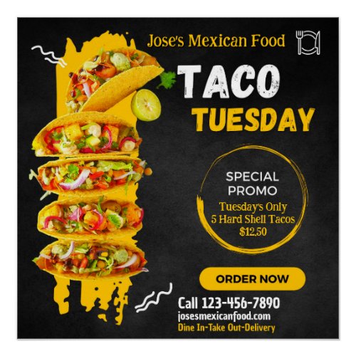 Customize Taco Tuesday Mexican Restaurant Promo Poster
