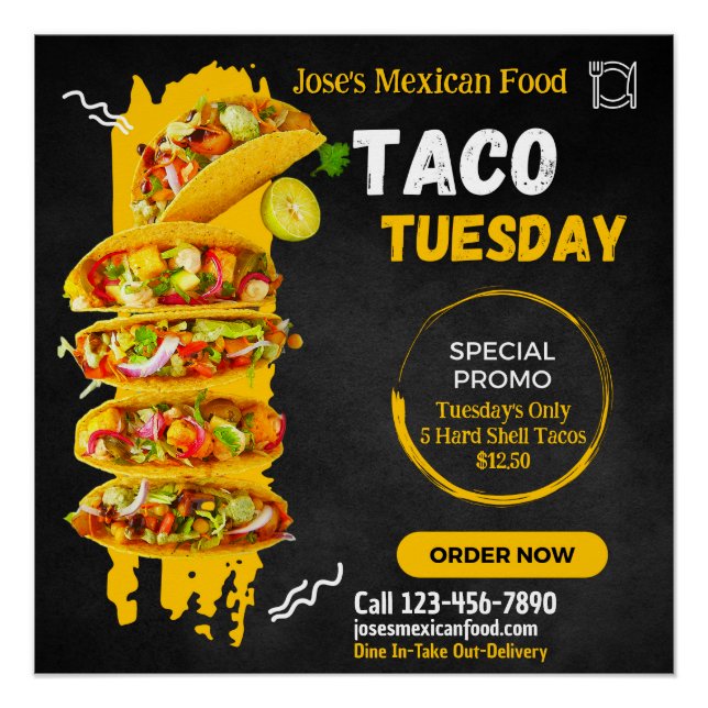 Customize Taco Tuesday Mexican Restaurant Promo Poster (Front)