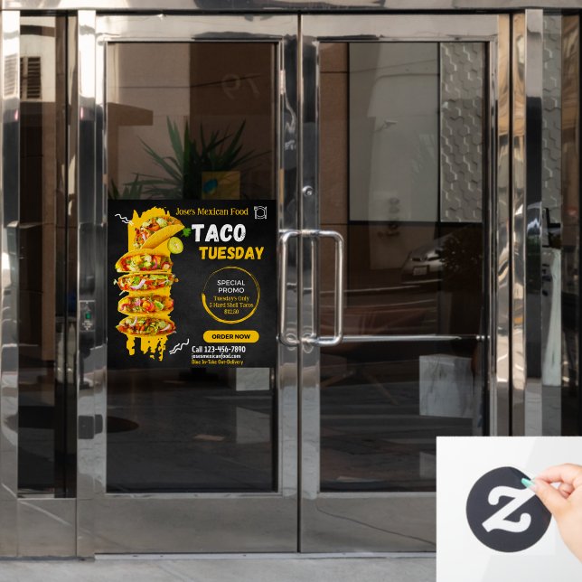 Customize Taco Tuesday Mexican Restaurant Promo Window Cling (Office Door)