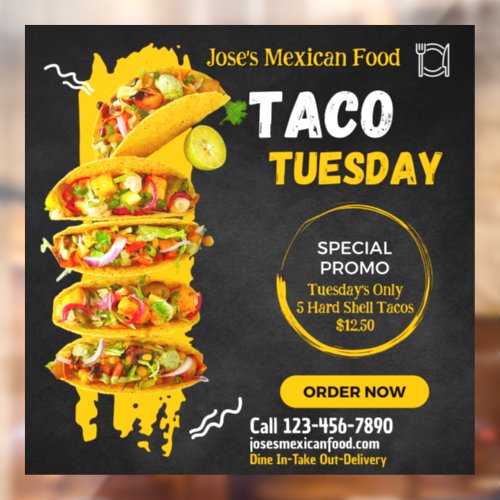 Customize Taco Tuesday Mexican Restaurant Promo Window Cling