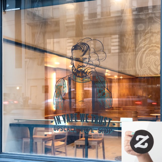 Customize Tattooed Hipster Vape Shop Business  Window Cling (Cafe Window)